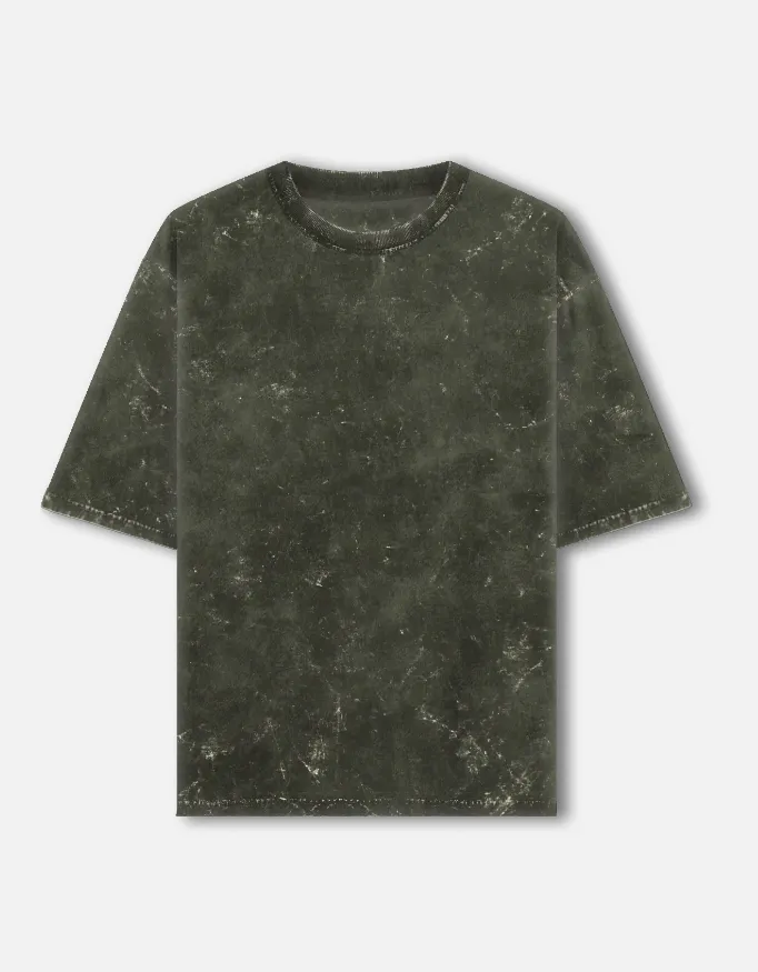 PLAIN ACID WASHED TSHIRTS (XS, OLIVE)