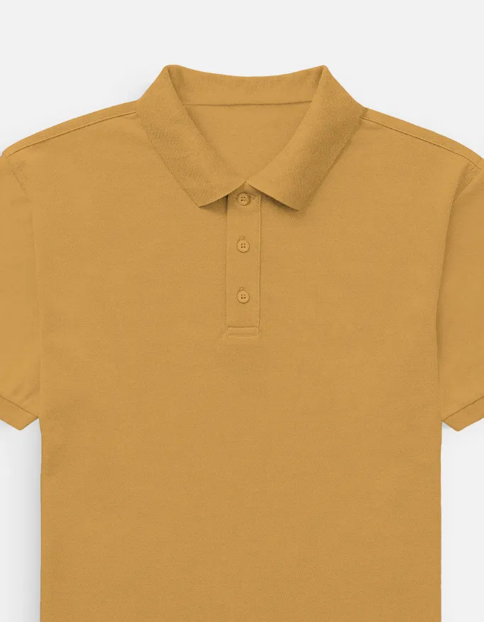 PLAIN POLO TSHIRTS (S, MUSTARD YELLOW)