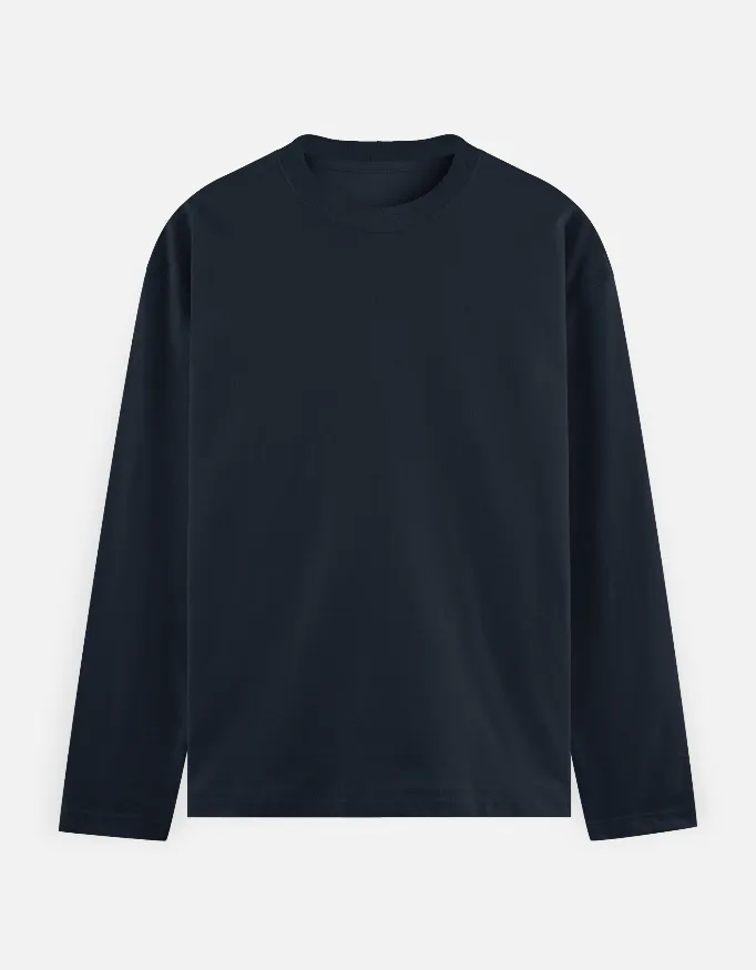 PLAIN FULL SLEEVE TSHIRTS (S, NAVY BLUE)