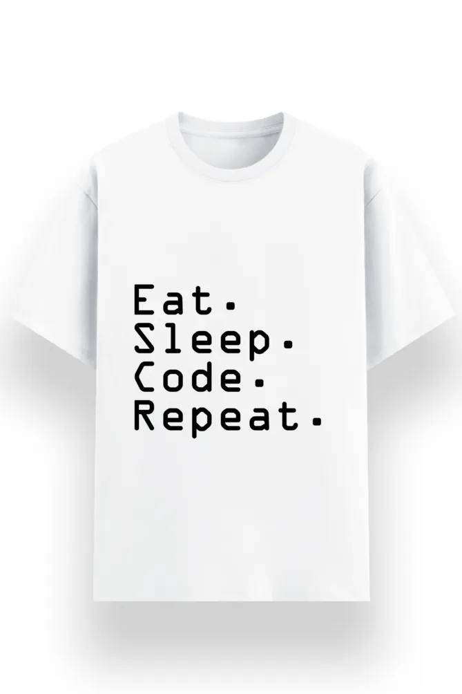 BASIC PRINTED TSHIRT - EAT SLEEP CODE REPEAT