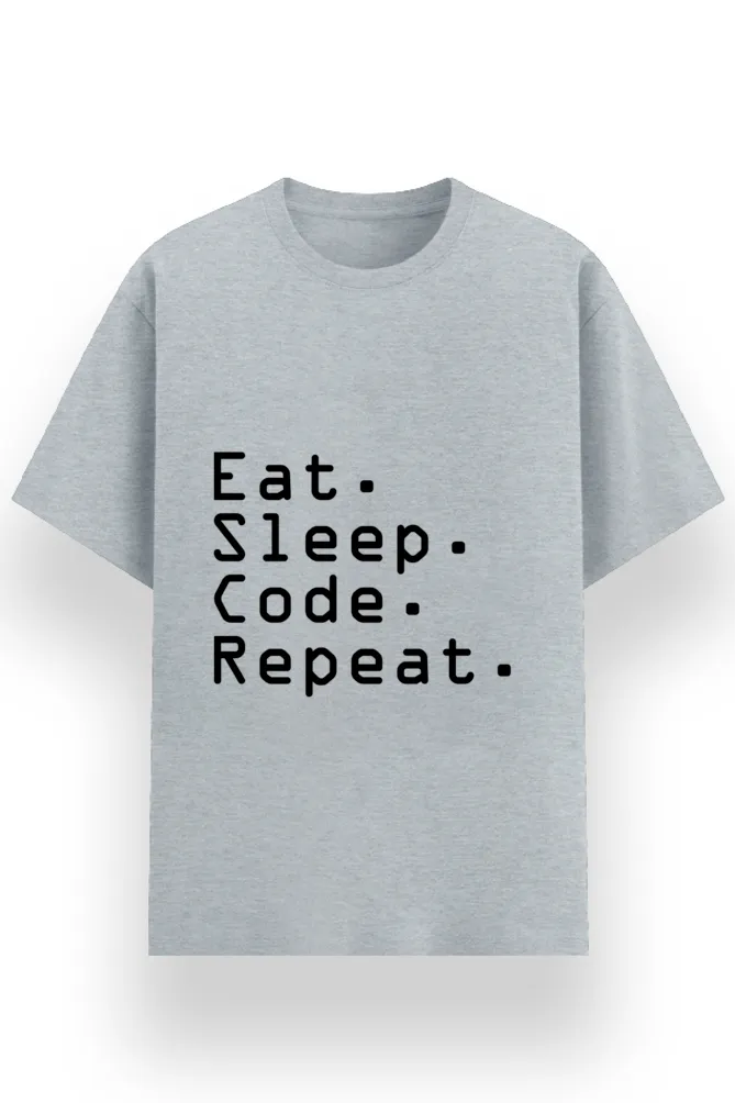 REGULAR PRINTED TSHIRT - EAT SLEEP CODE REPEAT