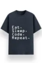 BASIC PRINTED TSHIRT - EAT SLEEP CODE REPEAT