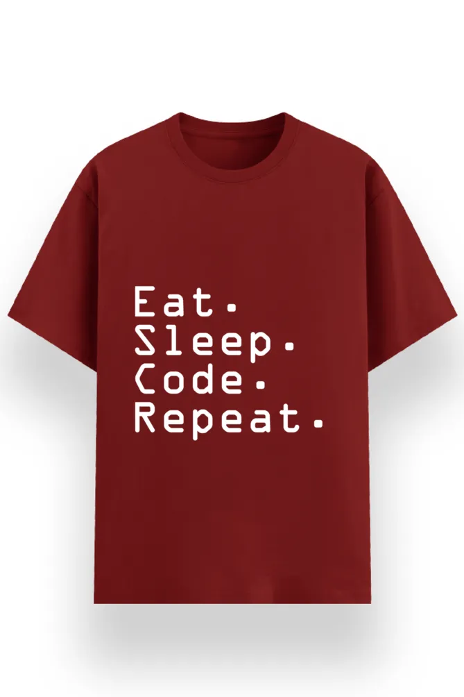 BASIC PRINTED TSHIRT - EAT SLEEP CODE REPEAT