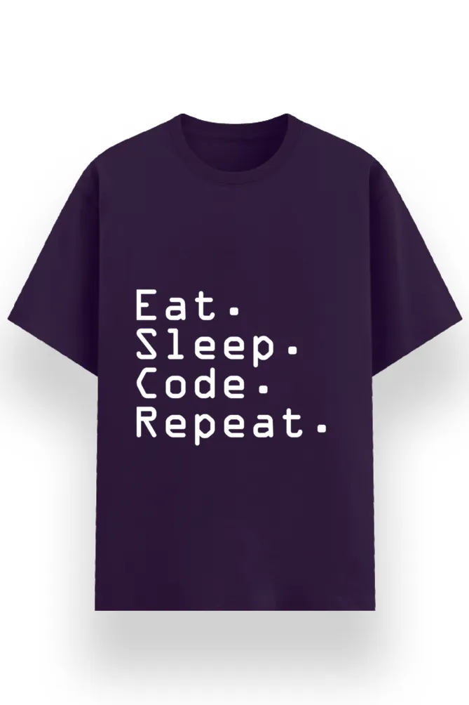 REGULAR PRINTED TSHIRT - EAT SLEEP CODE REPEAT