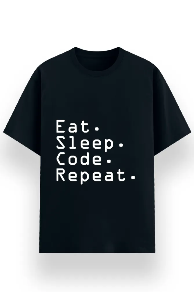 REGULAR PRINTED TSHIRT - EAT SLEEP CODE REPEAT