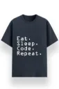 REGULAR PRINTED TSHIRT - EAT SLEEP CODE REPEAT