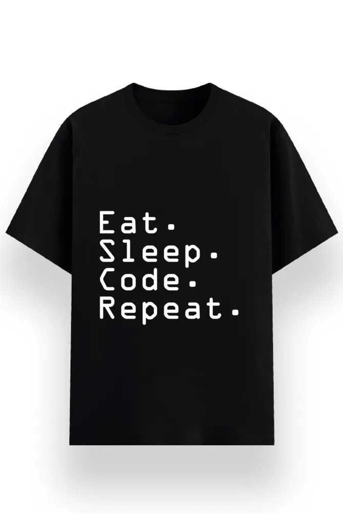 BASIC PRINTED TSHIRT - EAT SLEEP CODE REPEAT