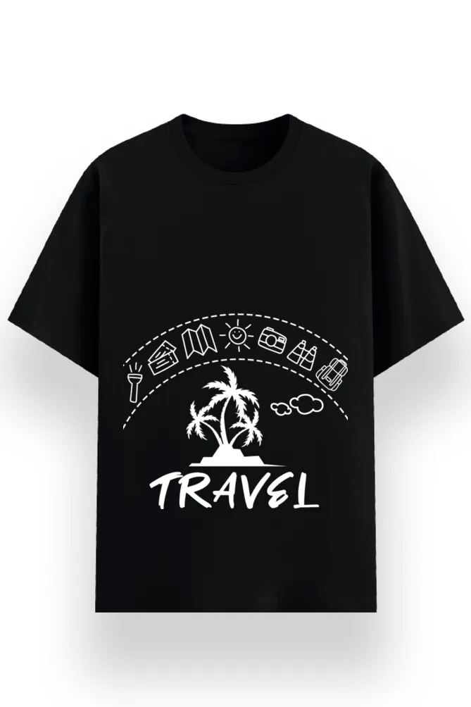 REGULAR PRINTED TSHIRT - TRAVEL ICONS