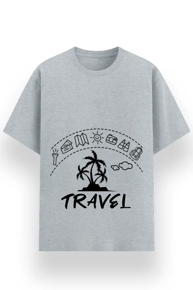 REGULAR PRINTED TSHIRT - TRAVEL ICONS