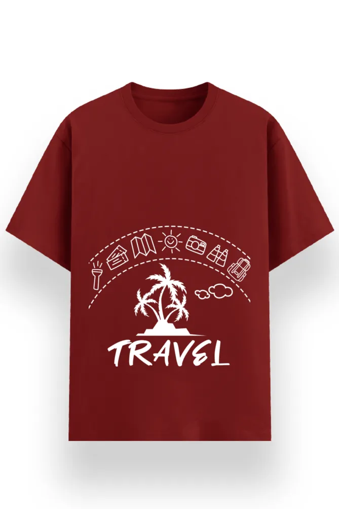 REGULAR PRINTED TSHIRT - TRAVEL ICONS