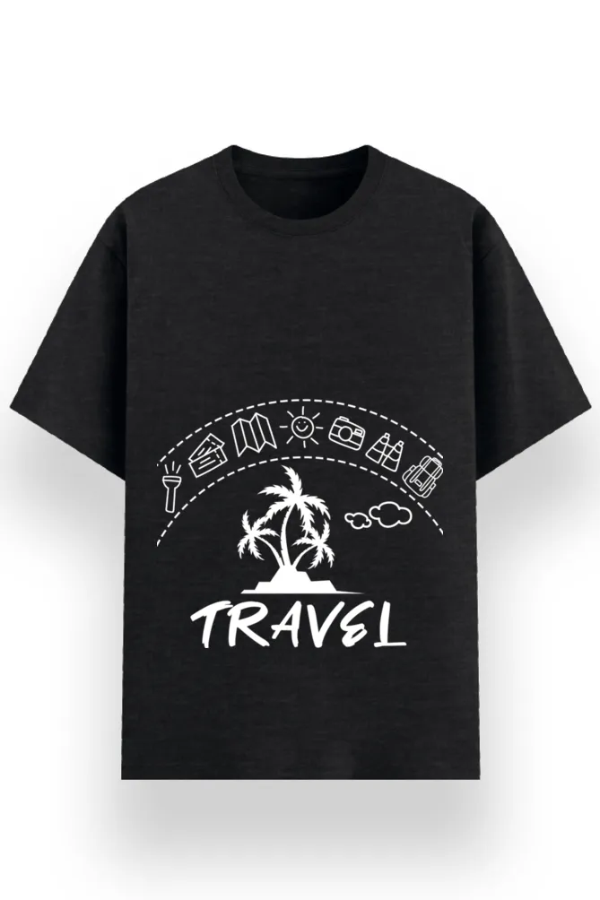 REGULAR PRINTED TSHIRT - TRAVEL ICONS
