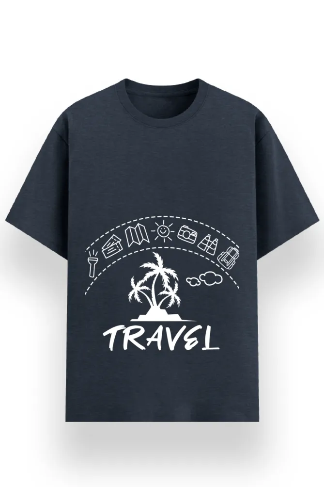 REGULAR PRINTED TSHIRT - TRAVEL ICONS