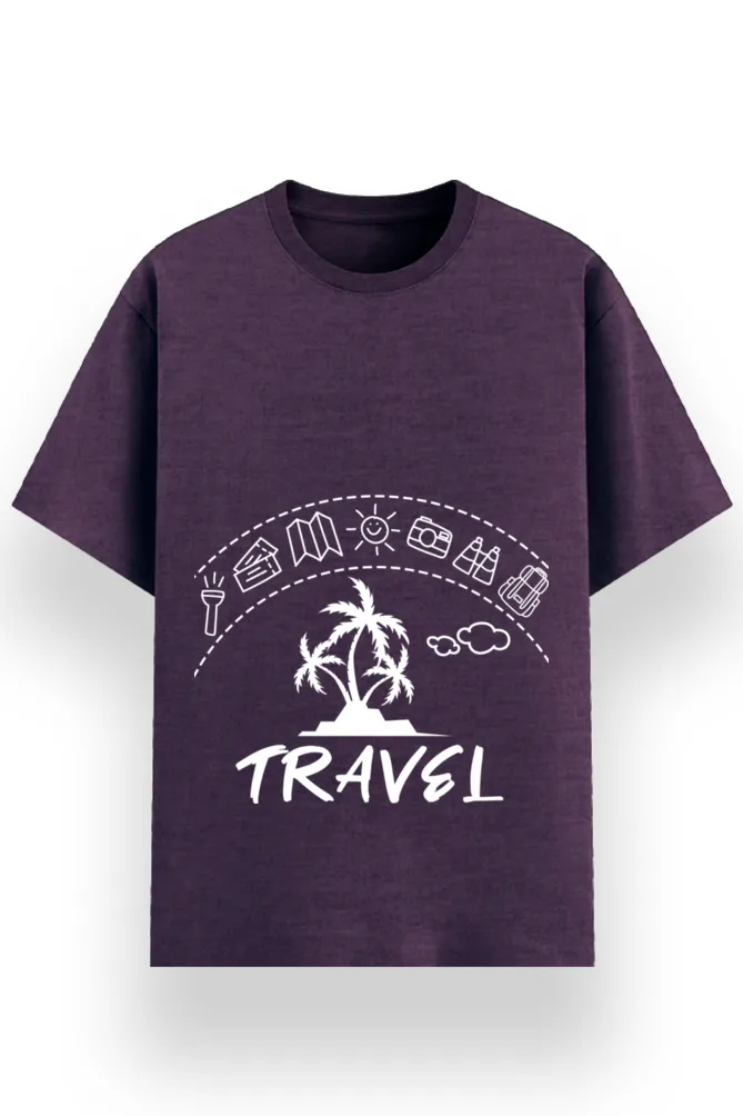 REGULAR PRINTED TSHIRT - TRAVEL ICONS