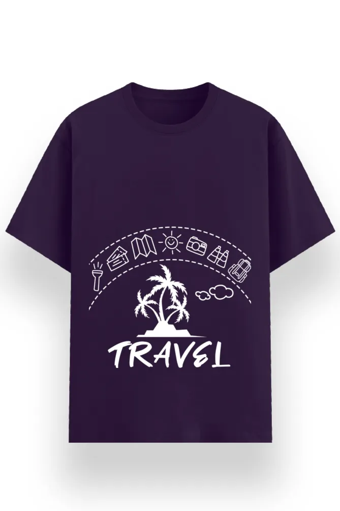 REGULAR PRINTED TSHIRT - TRAVEL ICONS
