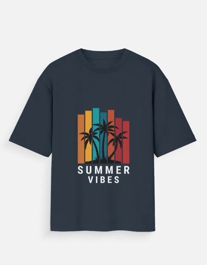 OVERSIZED PRINTED TSHIRTS (XS, NAVY BLUE)