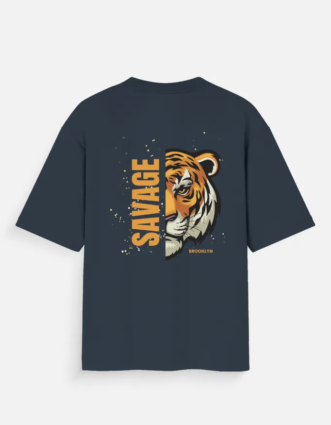 OVERSIZED PRINTED TSHIRTS (XS, NAVY BLUE)