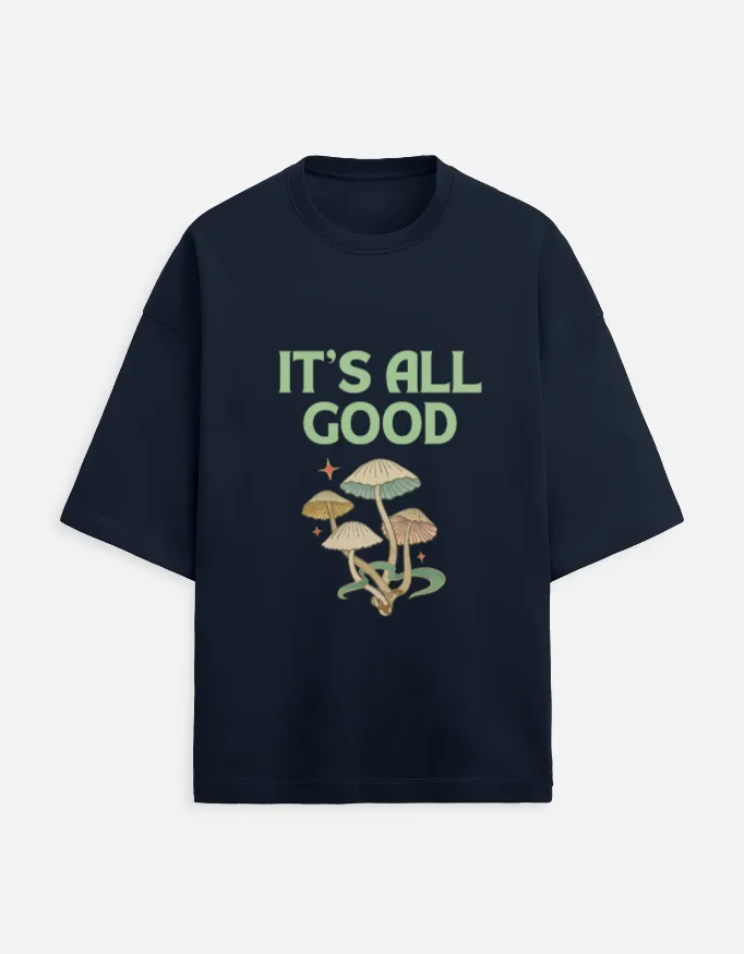 PRINTED TERRY OVERSIZED TSHIRTS (XS, NAVY BLUE)