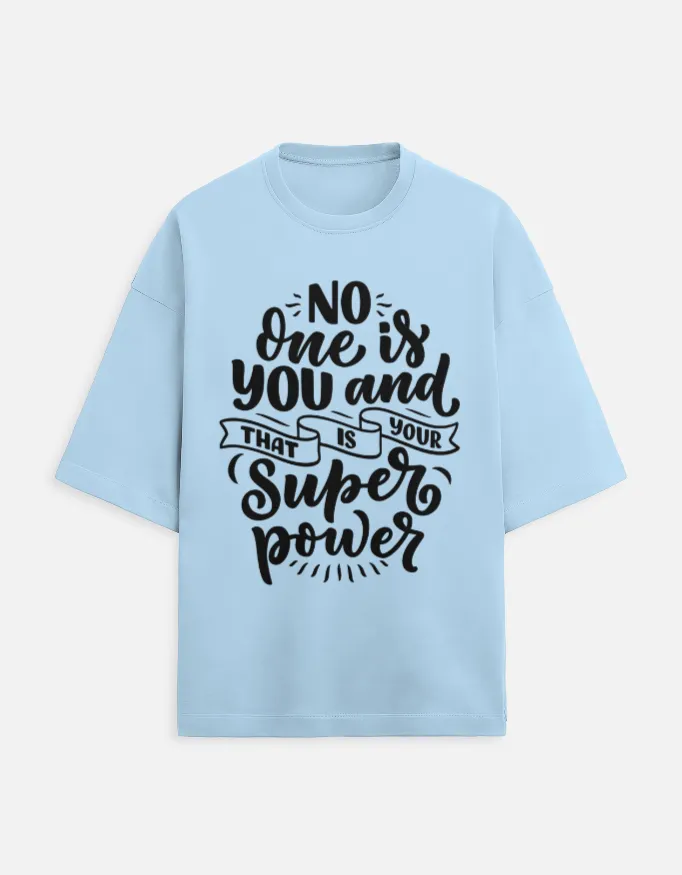 PRINTED TERRY OVERSIZED TSHIRTS (XS, BABY BLUE)