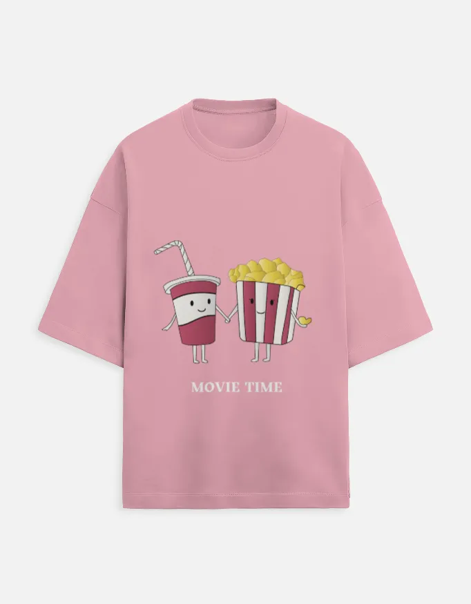PRINTED TERRY OVERSIZED TSHIRTS (XS, FLAMINGO)
